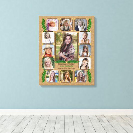 Fotocollage van de middelbare school Afstuderen |  Canvas Afdruk (Insitu (Houten vloer))