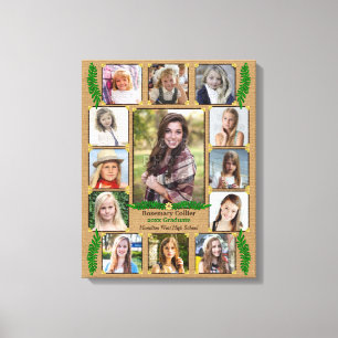 Fotocollage van de middelbare school Afstuderen    Canvas Afdruk