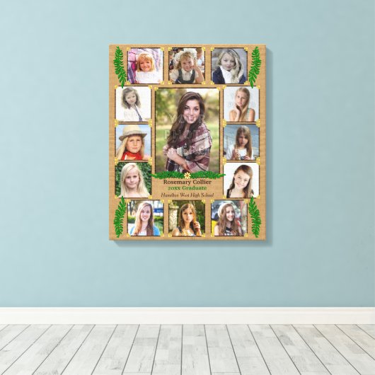 Fotocollage van de middelbare school Afstuderen |  Canvas Afdruk (Insitu (Houten vloer))