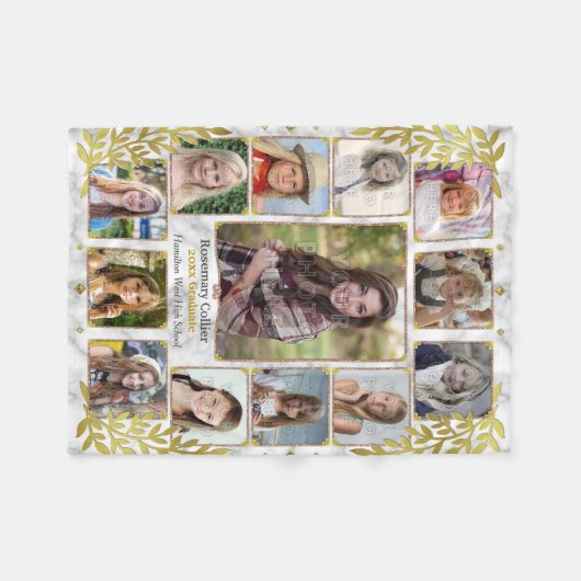 Fotocollage van de middelbare school Afstuderen | Fleece Deken (Voorkant (Horizontaal))