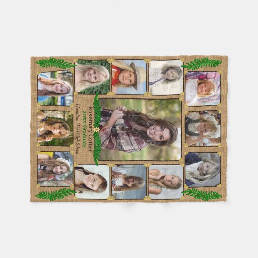 Fotocollage van de middelbare school Afstuderen | Fleece Deken (Voorkant (Horizontaal))