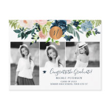 Fotocollage van elegante florale graduatie party