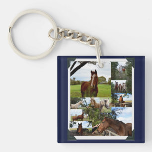 Fotocollage van geketende paarden, sleutelhanger