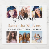 Fotocollage van Graduparty, wit Sparkling Wijnetiket (Enkel label)