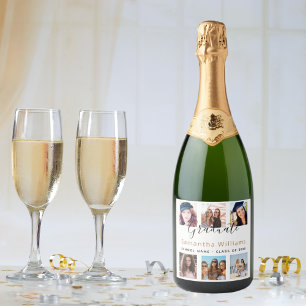 Fotocollage van Graduparty, wit Sparkling Wijnetiket