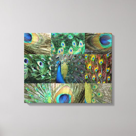 Fotocollage van Green Blue Peacock Canvas Afdruk (Voorkant)