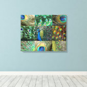 Fotocollage van Green Blue Peacock Canvas Afdruk (Insitu (Houten vloer))