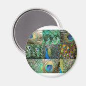 Fotocollage van Green Blue Peacock Magneet (Voorkant / Achterkant)