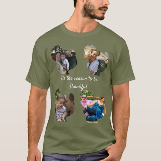 Fotocollage van kalkoenen op maat voor Thanksgivin T-shirt (Voorkant)