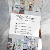 Fotocollage van makelaar in onroerend goed visitekaartje