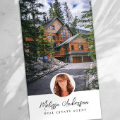 Fotocollage van makelaar in onroerend goed visitekaartje