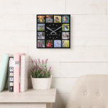 Fotocollage van moderne zwarte familie, naam vierkante klok<br><div class="desc">Moderne,  zwarte familieklok. Voeg uw eigen persoonlijke foto's en naam toe om de klok te personaliseren en u zult een zeer persoonlijke en unieke klok creëer.</div>