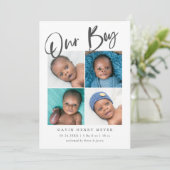 Fotocollage van onze jongen Baby Aankondiging (Staand voorkant)