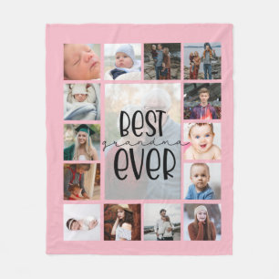 Fotocollage van roze oma Fleece Blanket
