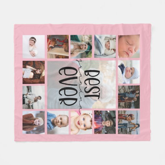 Fotocollage van roze oma Fleece Blanket (Voorkant (Horizontaal))