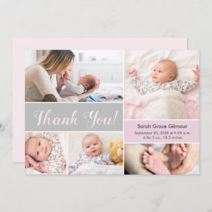 Fotocollage van Soft Pink Grey Custom Bedankkaart