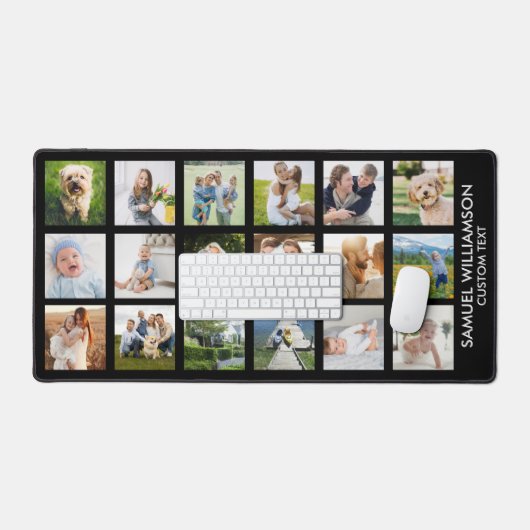 Fotocollage Veel Afbeeldingen Aangepaste tekst Zwa Bureaumat (Keyboard & Muis)