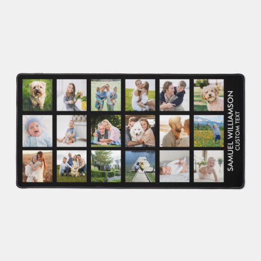 Fotocollage Veel Afbeeldingen Aangepaste tekst Zwa Bureaumat (Voorkant)