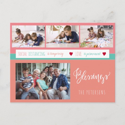 Fotocollage verblijf thuis familie liefdesbericht briefkaart (Voorkant)