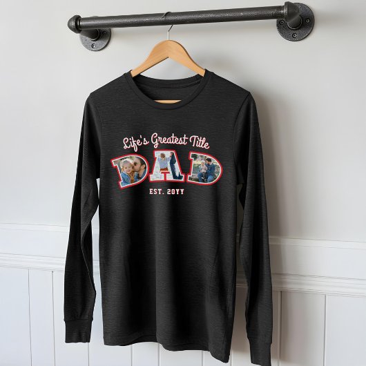 Fotocollage Vetgedrukte Dad Letters Vaderdag Gift Tri-Blend Shirt