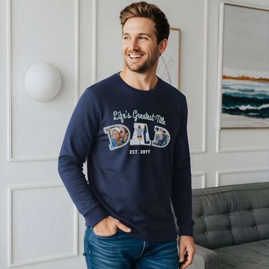 Fotocollage Vetgedrukte Dad Letters Vaderdag Gift Tri-Blend Shirt