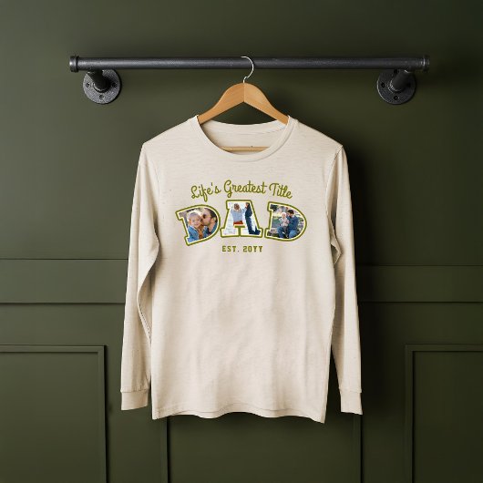 Fotocollage Vetgedrukte Dad Letters Vaderdag Gift Tri-Blend Shirt