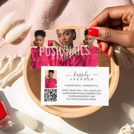 Fotocollage Vetgedrukte naam Script Kalligrafie QR Visitekaartje