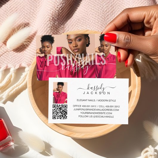 Fotocollage Vetgedrukte naam Script Kalligrafie QR Visitekaartje