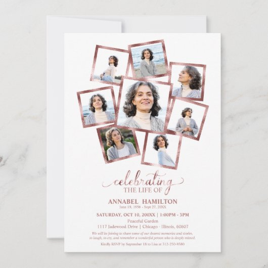 Fotocollage Viering van het Leven Begrafenis Kaart (Voorkant)