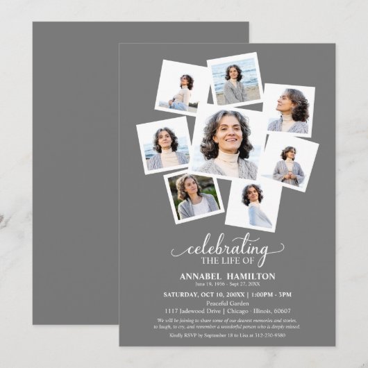 Fotocollage Viering van het leven Memorial Service Kaart (Voorkant / Achterkant)