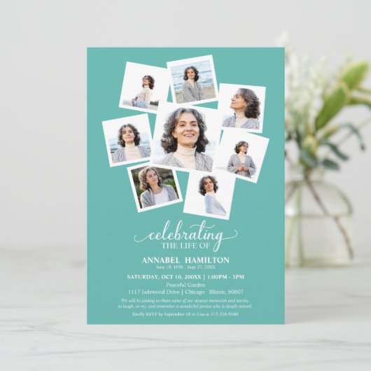 Fotocollage Viering van het leven Memorial Service Kaart (Staand voorkant)