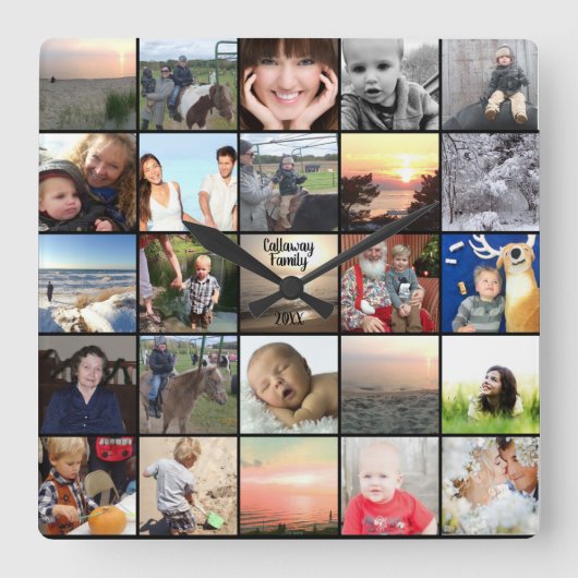 Fotocollage Vierkante Klok (Voorkant)