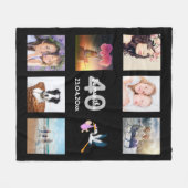 Fotocollage voor 40e verjaardag zwart fleece deken (Voorkant (Horizontaal))