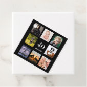 Fotocollage voor 40e verjaardag zwarte dank je bedankjes labels (In situ)