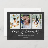 Fotocollage voor bruiloft | Houtskool Liefde & Bed Briefkaart (Voorkant / Achterkant)