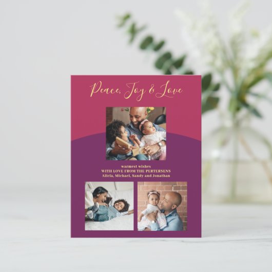 Fotocollage voor budgetgezin moderne vakantiekaart (Staand voorkant)