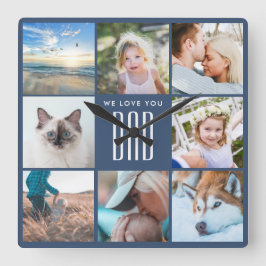 Fotocollage voor familieherinneringen op Vaderdag Vierkante Klok