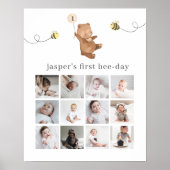 Fotocollage voor honingbijen Beer eerste dag Poster (Voorkant)