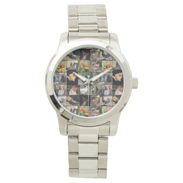 Fotocollage voor kippen en roosters; horloge (Voorkant)