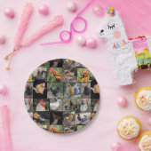 Fotocollage voor kippen en roosters; papieren bordje (Feest)