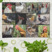 Fotocollage voor kippen en roosters; theedoek (Gevouwen)