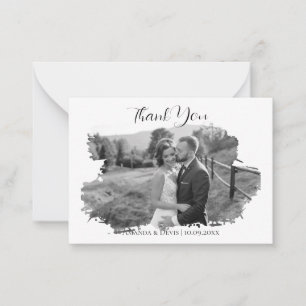 Fotocollage voor moderne kalligrafie bedankt notitiekaartje