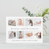 Fotocollage voor pasgeboren Baby en monogram geboo Aankondiging (Staand voorkant)