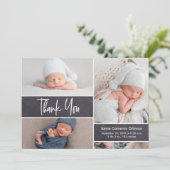 Fotocollage voor pasgeboren kinderen modern baby s bedankkaart (Staand voorkant)