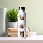Fotocollage vriendennaam waterfles<br><div class="desc">Personaliseer en voeg 9 foto's van vrienden toe. Voeg je voornaam en achternaam toe aan zwarte letters.</div>