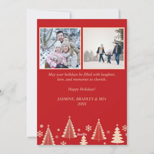 Fotocollage Vrolijk Kerstmis rood retro Feestdagenkaart (Achterkant)