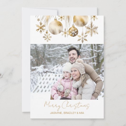 Fotocollage Vrolijk Kerstmis wit goud boho Feestdagenkaart (Voorkant)