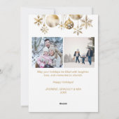 Fotocollage Vrolijk Kerstmis wit goud boho Feestdagenkaart (Achterkant)