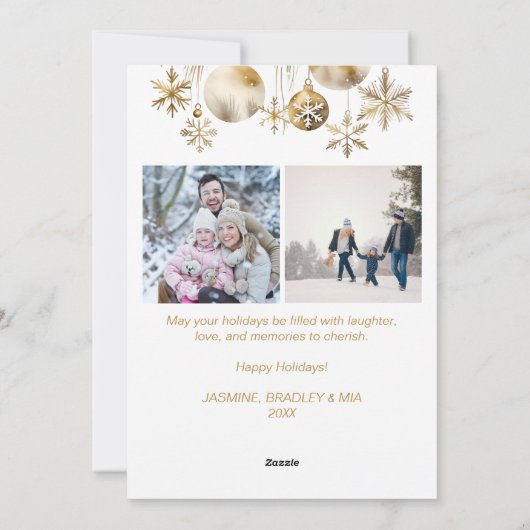 Fotocollage Vrolijk Kerstmis wit goud boho Feestdagenkaart (Achterkant)