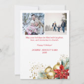 Fotocollage Vrolijk kerstrood poinsettia Feestdagenkaart (Achterkant)